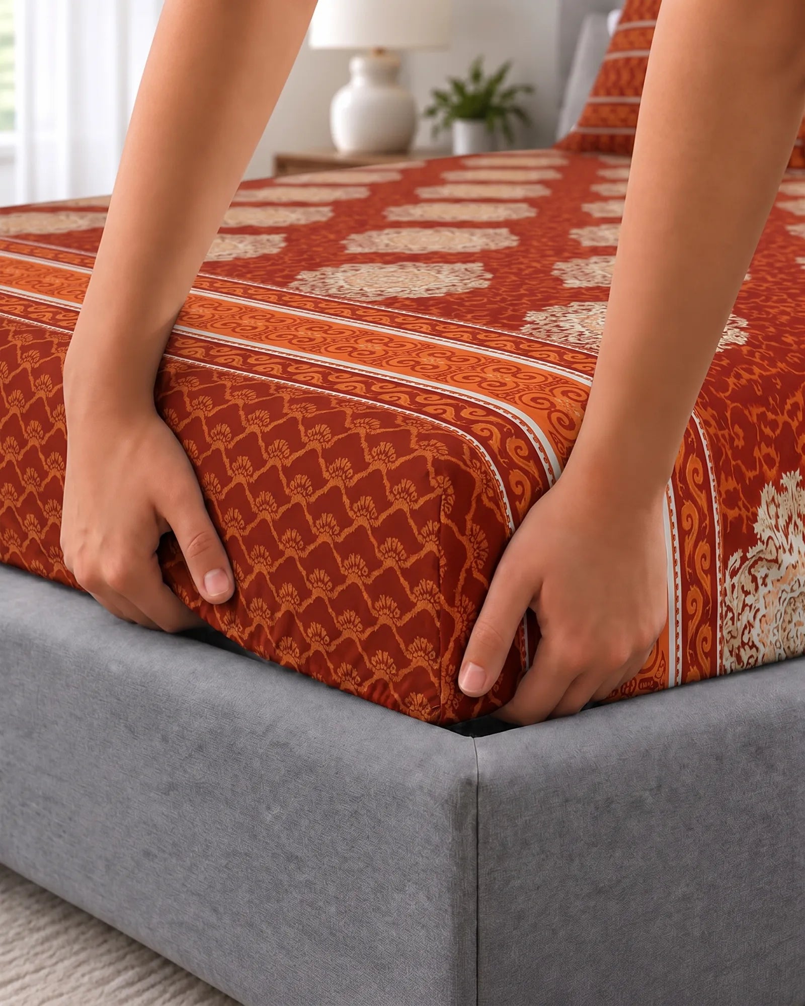TERRACOTTA JAAL XARA FITTED BED SHEET SET Secondary image