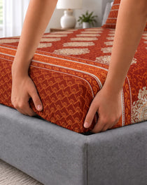 TERRACOTTA JAAL XARA FITTED BED SHEET SET