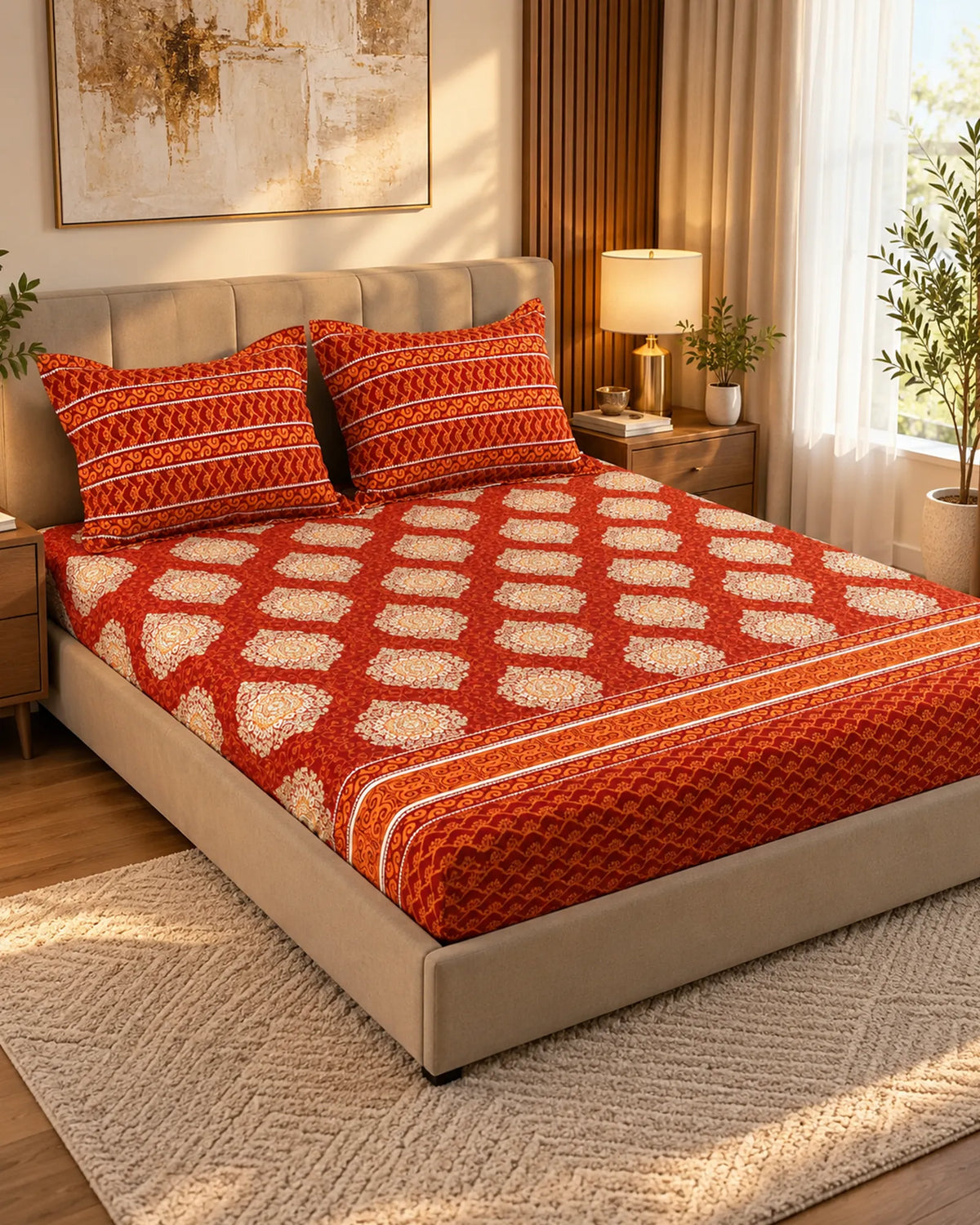 TERRACOTTA JAAL XARA FITTED BED SHEET SET Main image