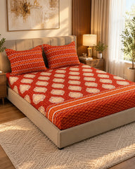 TERRACOTTA JAAL XARA FITTED BED SHEET SET