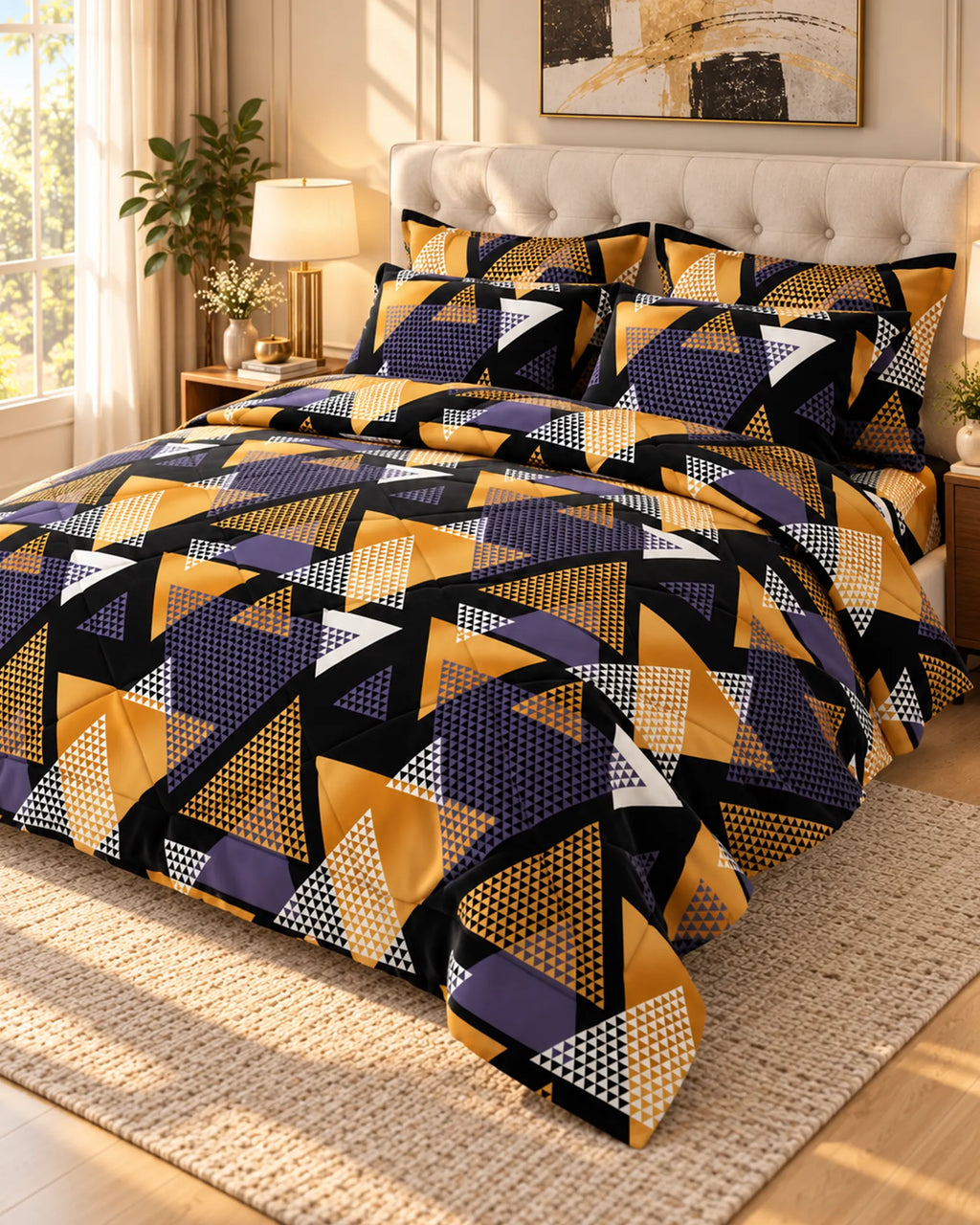 Triangle Abstract Sateen 6-Pc Comforter Set