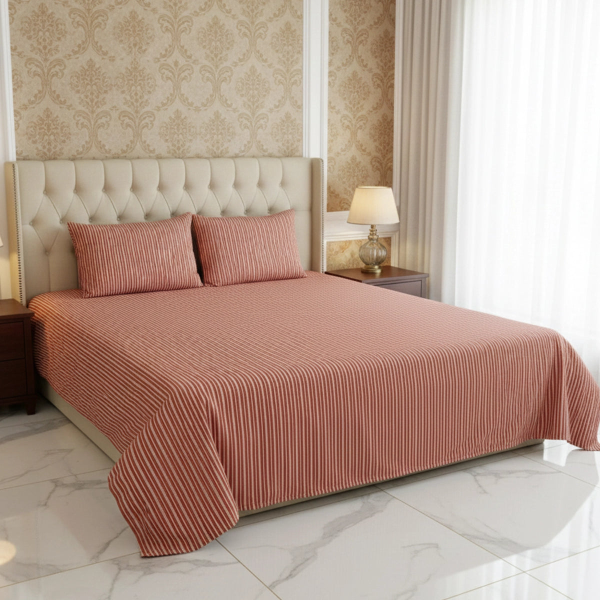 RHS Luxury Micro Cotton Striped Bedsheet - 1042 Rev Main image
