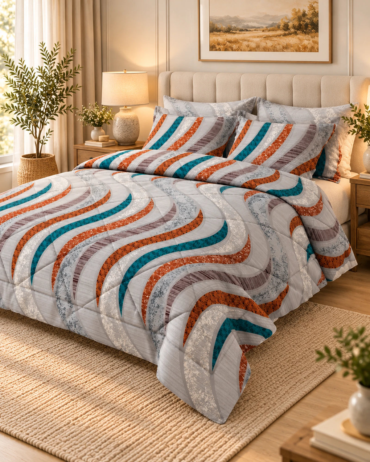 Wave Mosaic Sateen 6-Pc Comforter Set