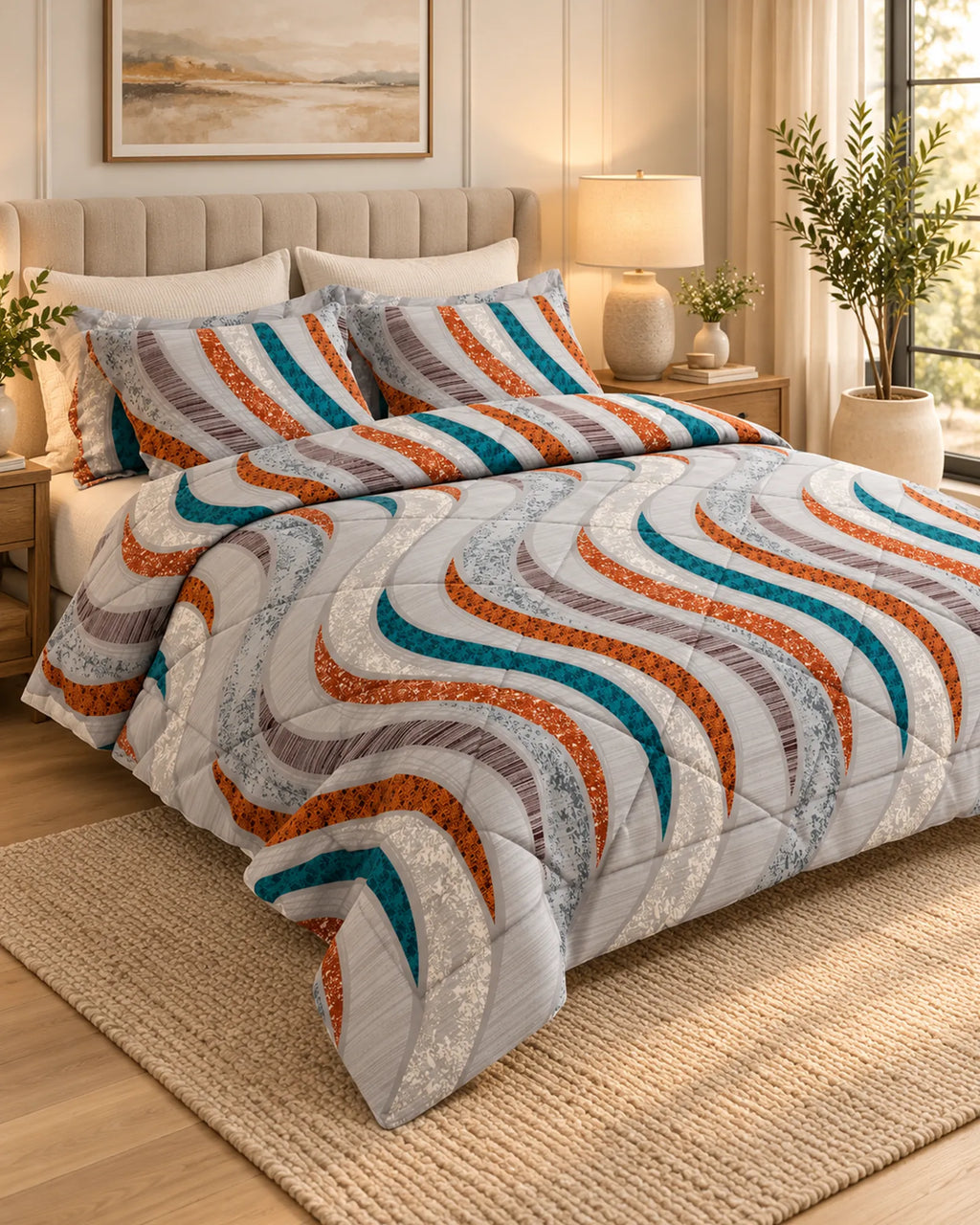 Wave Mosaic Sateen 6-Pc Comforter Set