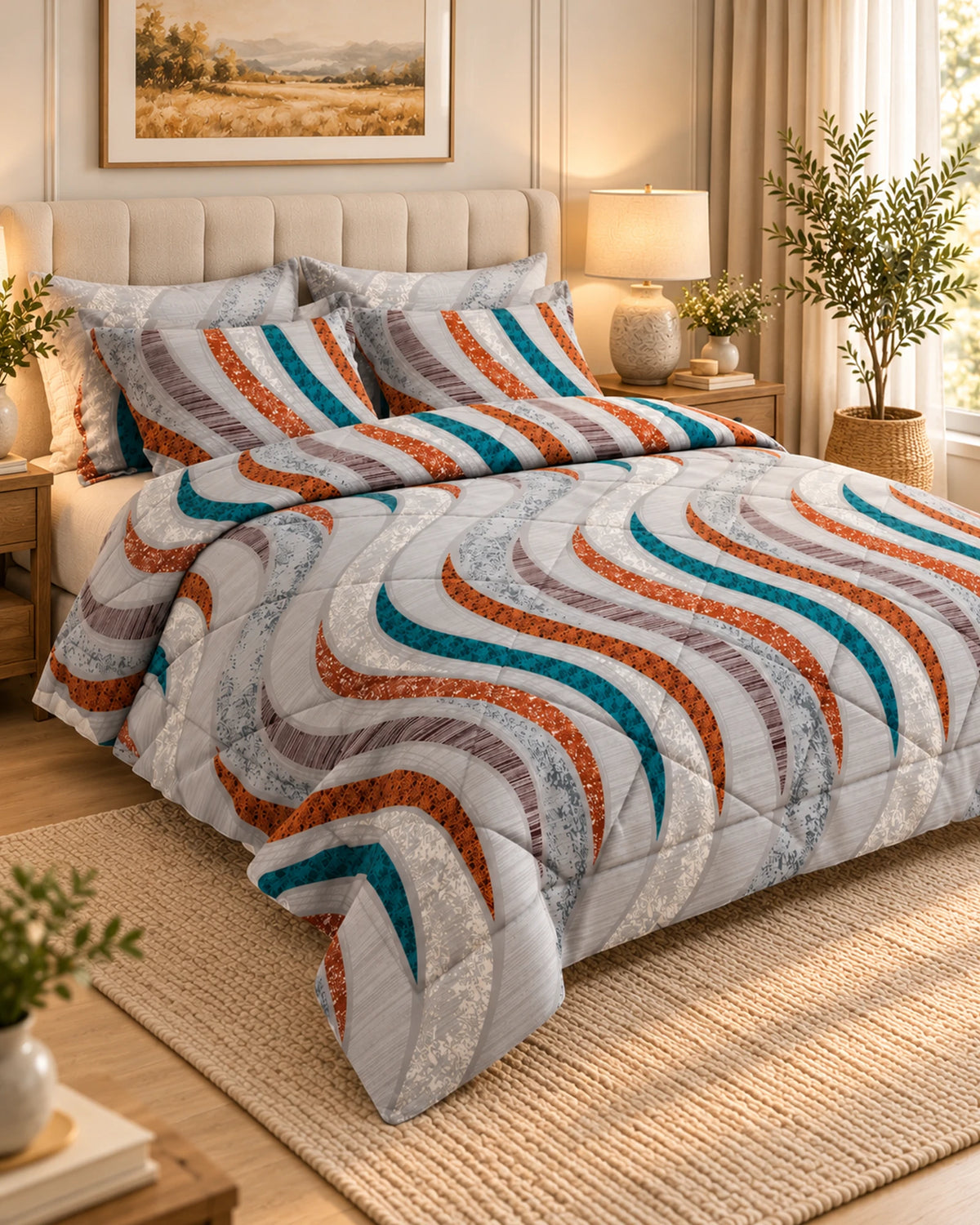 Wave Mosaic Sateen 6-Pc Comforter Set