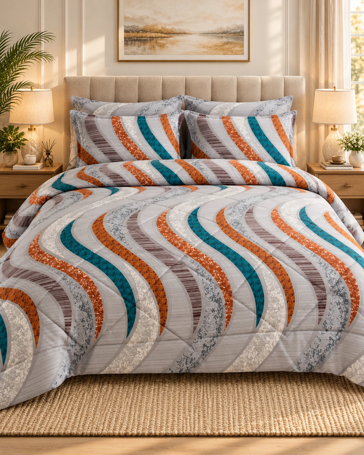 Wave Mosaic Sateen 6-Pc Comforter Set