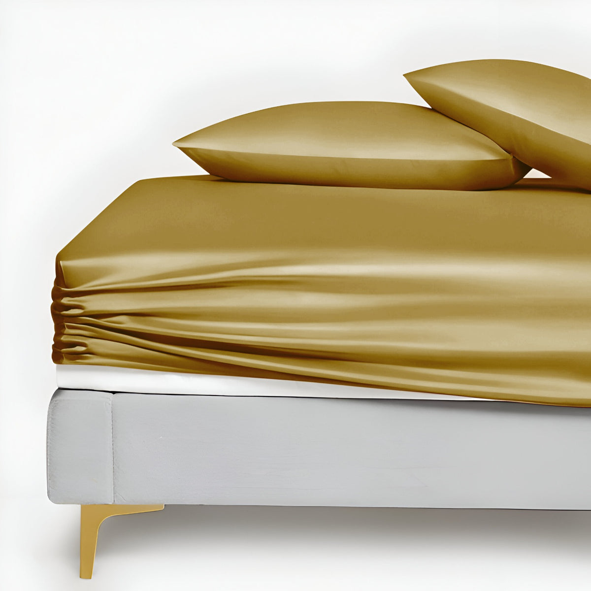 GOLDEN MUSTARD SILK BED SHEET Main image
