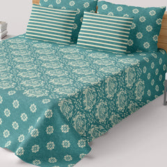 Xara Teal Damask Bed Sheet Set - 8656-8657