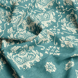 Xara Teal Turquoise Damask Dots Stripes Fitted Bed Sheet Set - 8656-8657