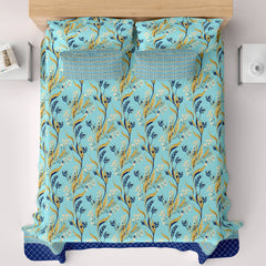 Xara Light Blue Floral Bed Sheet Set - 8671-8672