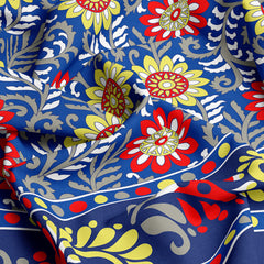 Xara Royal Blue Floral Bed Sheet Set - Xara 8699-8700