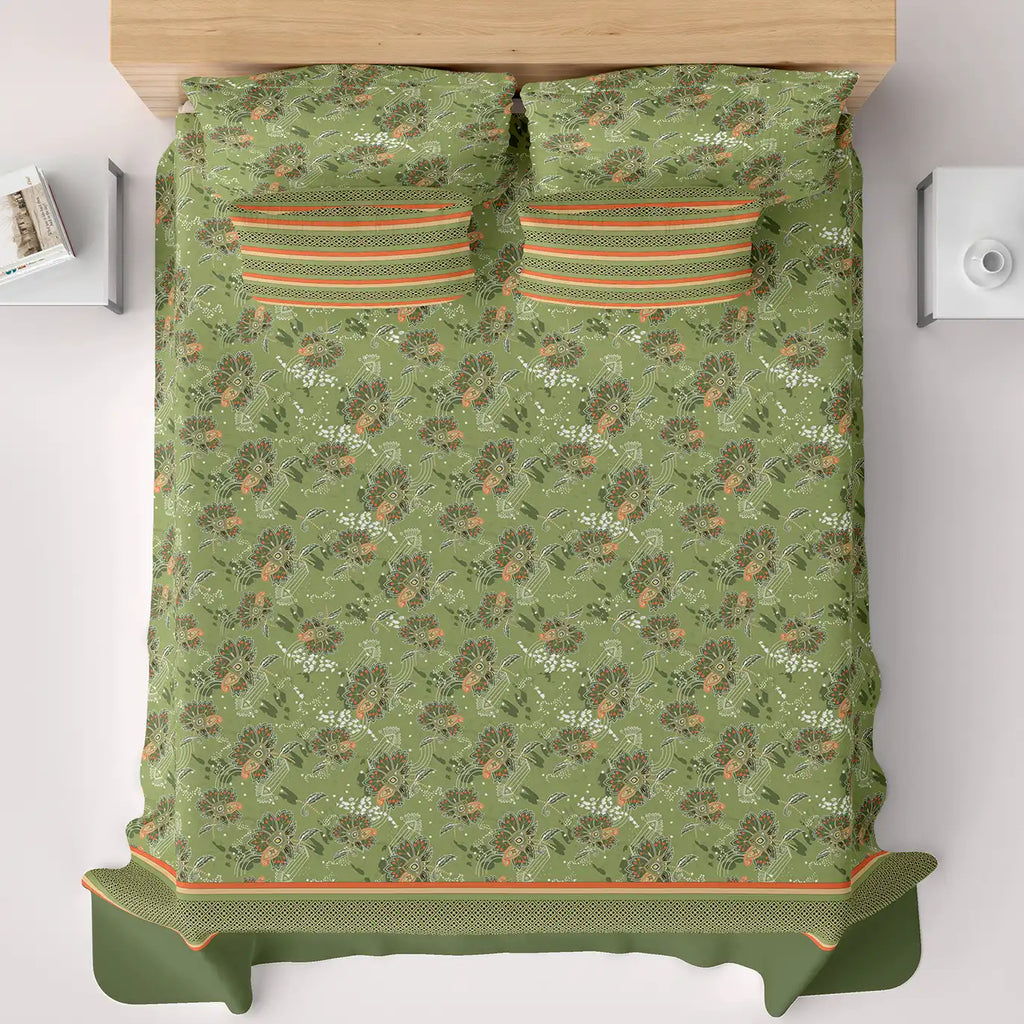 GREEN OVERLAY XARA BED SHEET SET