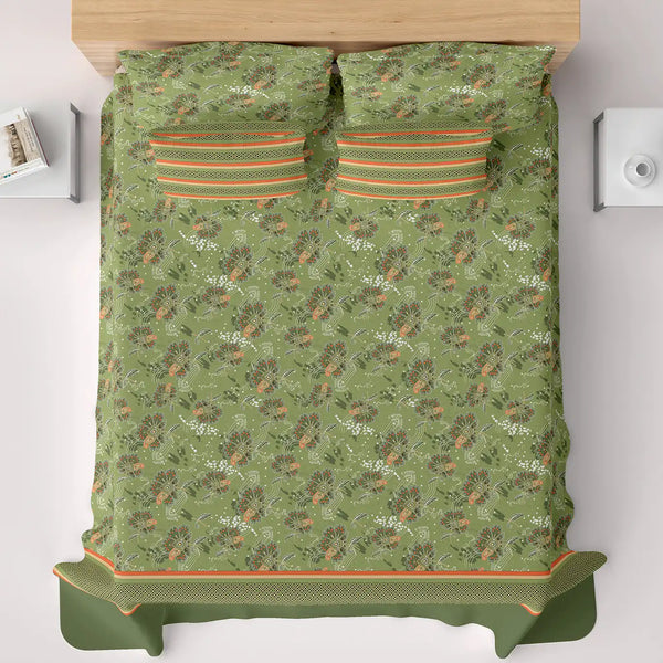 GREEN OVERLAY XARA BED SHEET SET