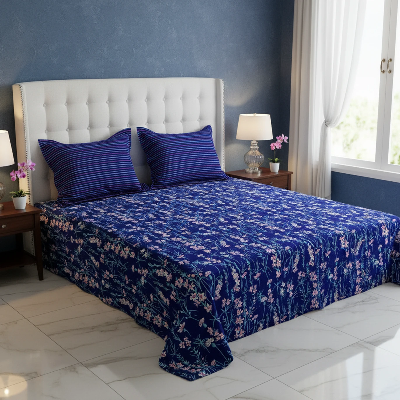 Xara Bed Sheet Set - 9002-03 (Blue)