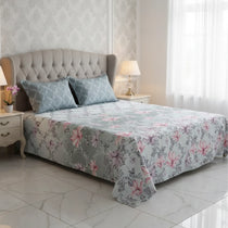 Grey Lily Floral Xara Bed Sheet Set