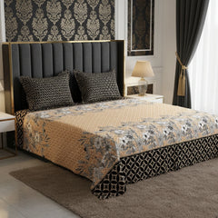 Xara Black Floral Striped Border Bed Sheet Set