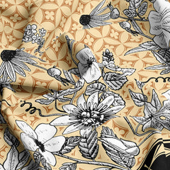 Xara Beige Floral Geometric Fitted Bed Sheet Set - 8518-19