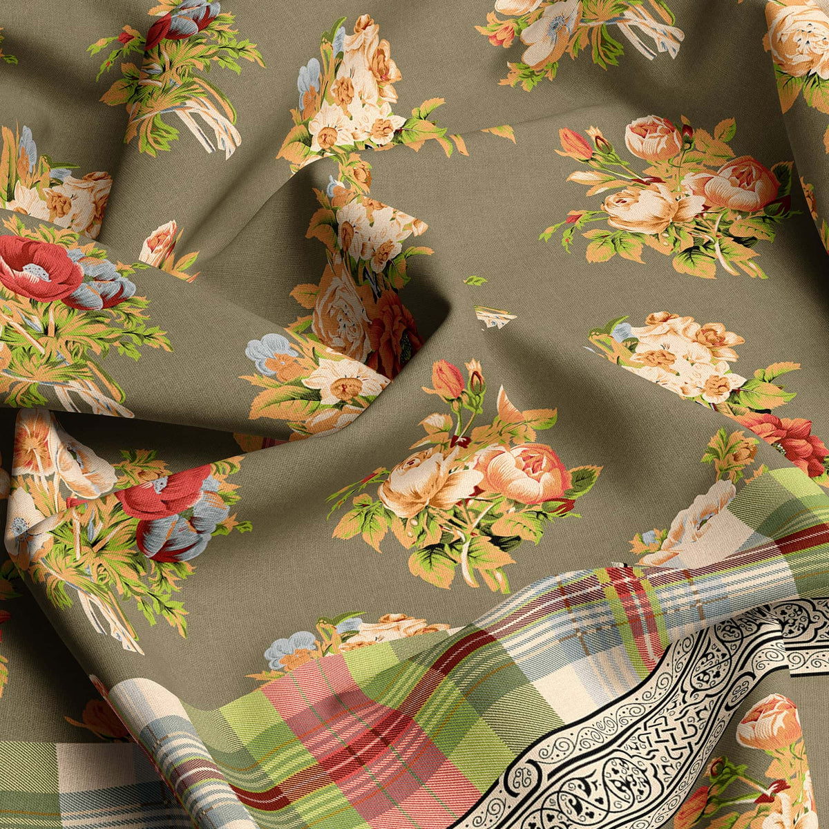 Xara Brown Floral Bed Sheet Set