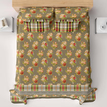Xara Brown Floral Bed Sheet Set
