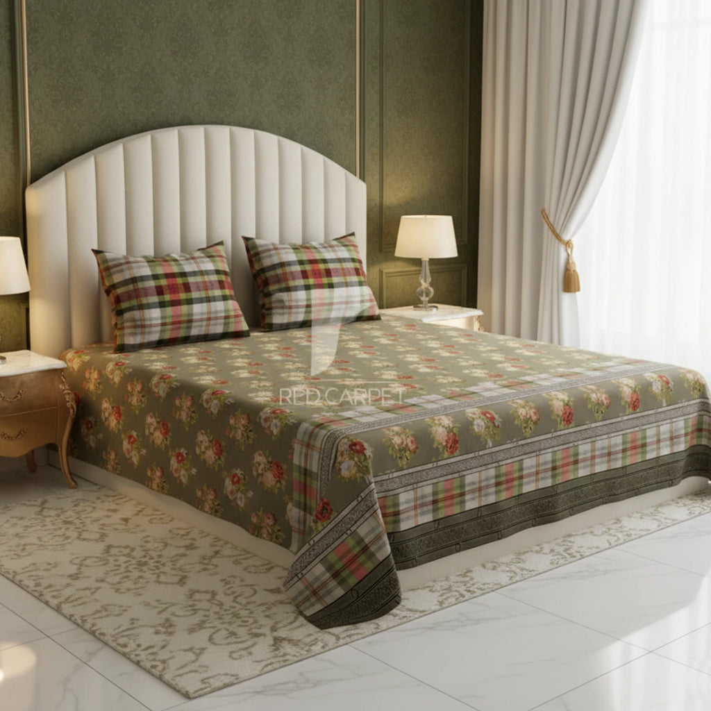 Xara Brown Floral Bed Sheet Set