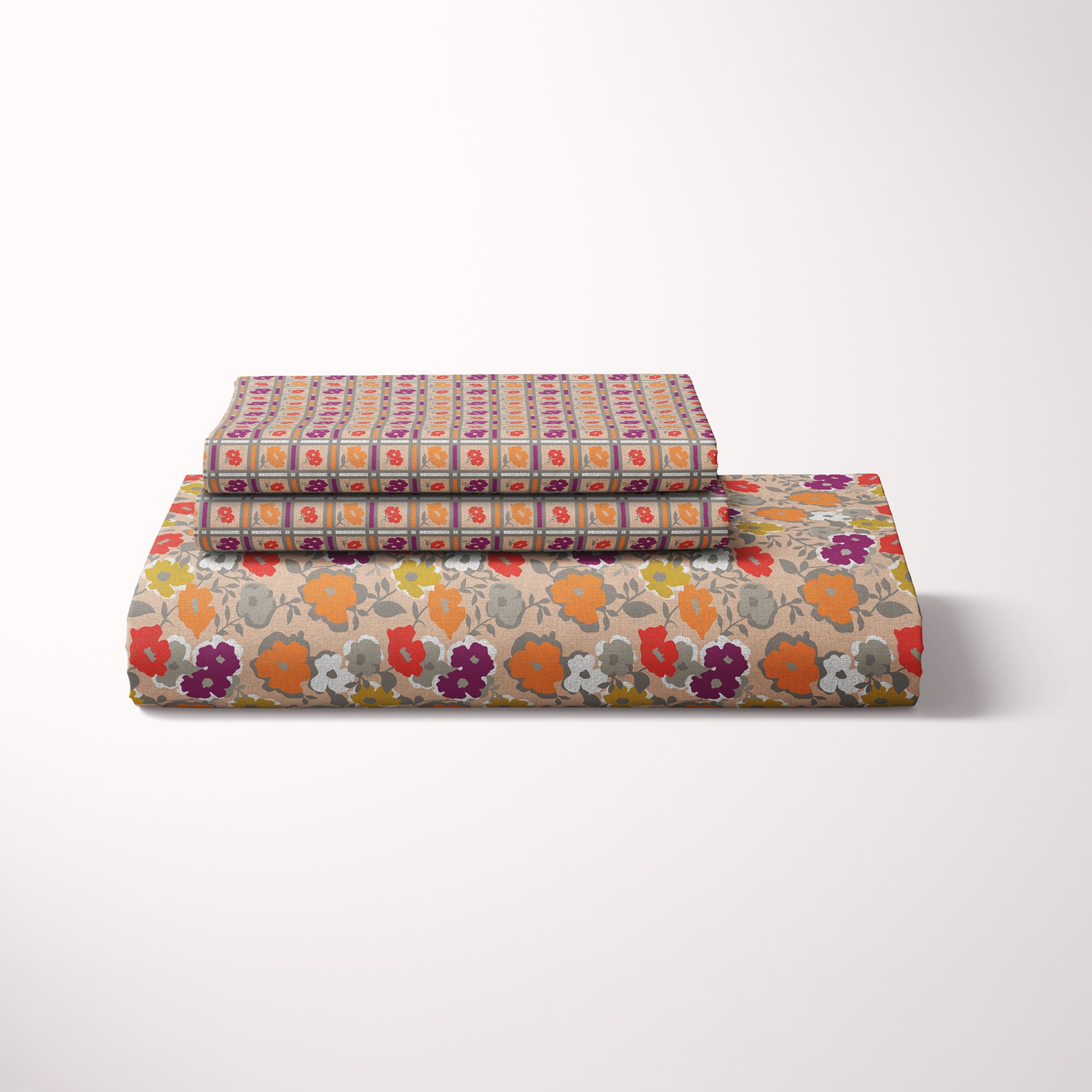 Xara Brown Floral Bed Sheet Set - 8218-8219