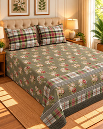 Xara Brown Floral Bed Sheet Set