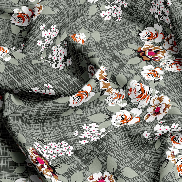 Xara Dark Grey Floral Bed Sheet Set - 7715-7716
