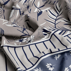 Xara Floral Stripes Bed Sheet Set Grey Blue - 8015-8016