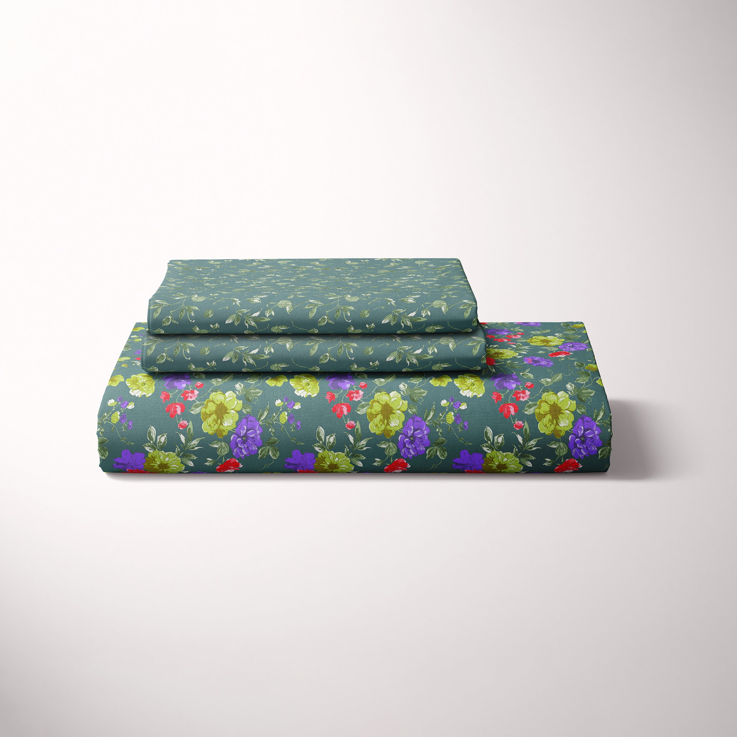 Xara Green Floral Bed Sheet Set - 8094-8099