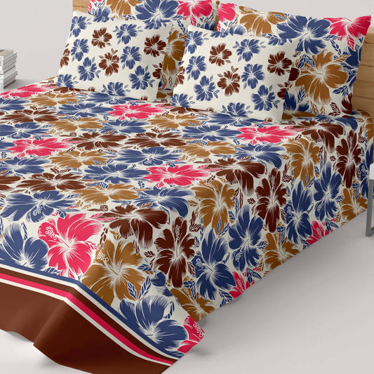 Xara Light Fawn Floral Bed Sheet Set - 8213-8214