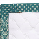 Xara Teal Turquoise Damask Dots Stripes Fitted Bed Sheet Set - 8656-8657