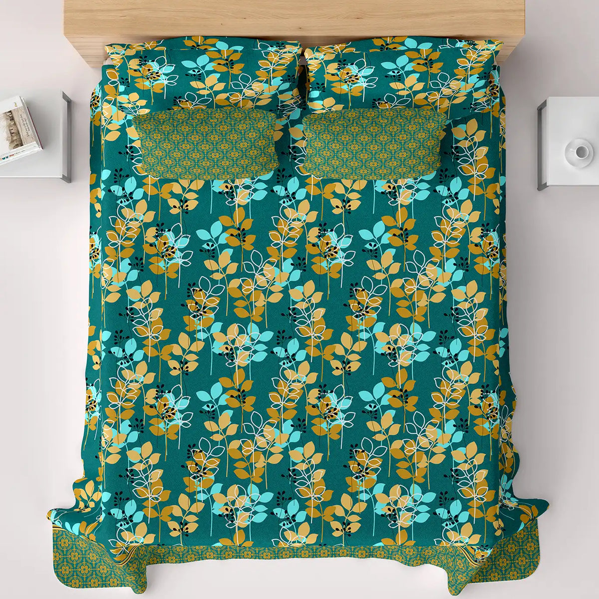 OPULENT TEAL FOLIAGE Xara Bed Sheet