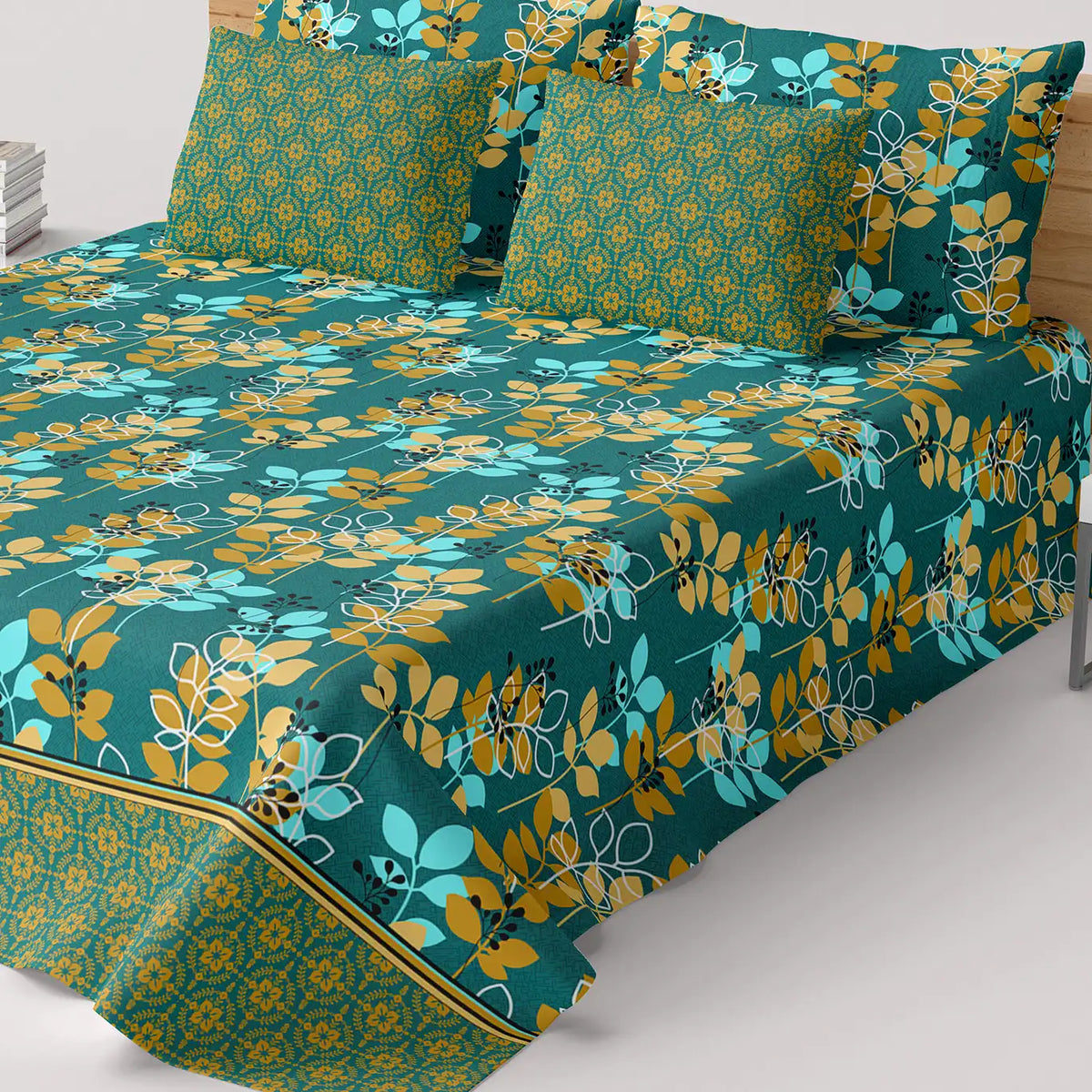 OPULENT TEAL FOLIAGE Xara Bed Sheet