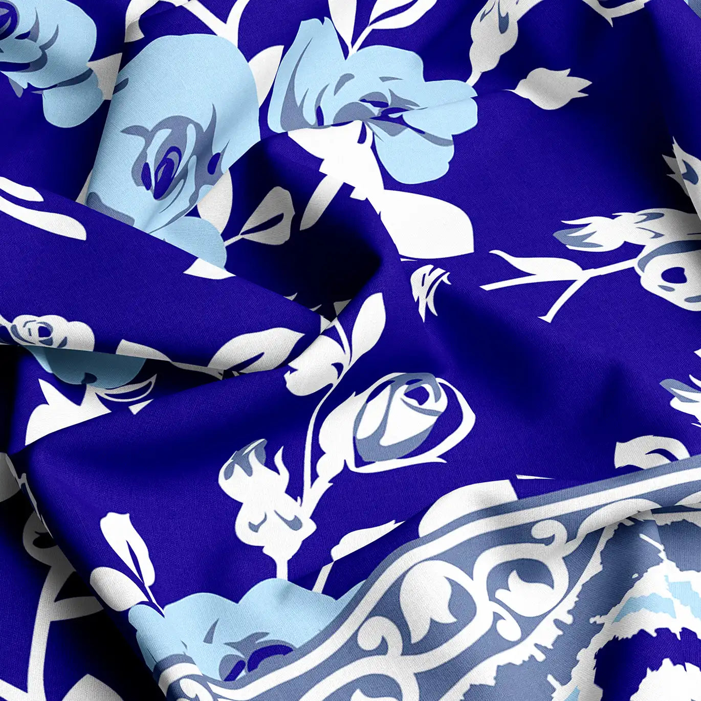 Xara Blue Floral Stripe Bed Sheet Set - 8403-04