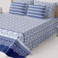 Xara Cream Striped Bed Sheet Set - 8543-44