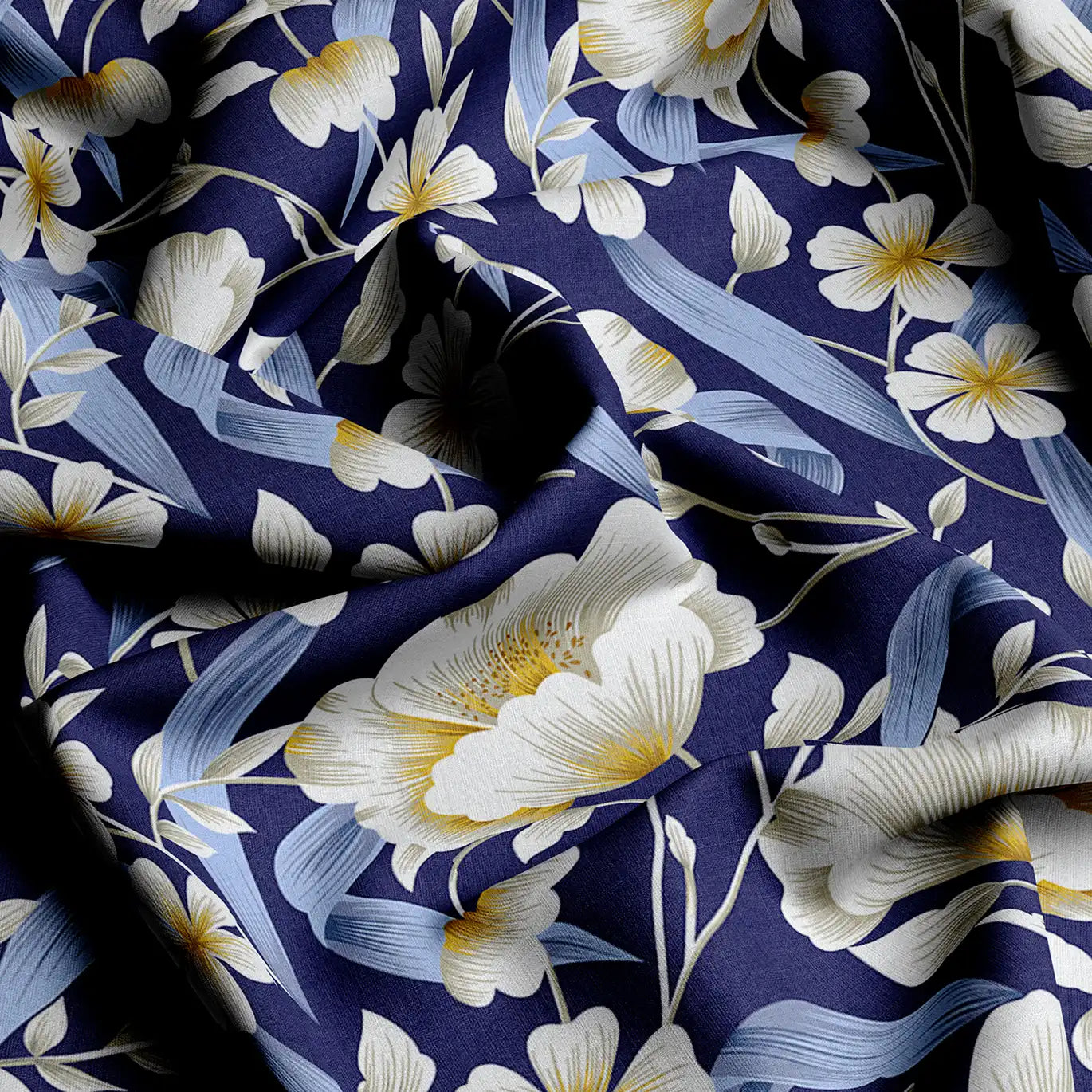 Xara Dark Blue Floral Stripe Border Bed Sheet Set - 8505-06