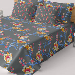 Xara Floral Grey Bed Sheet Set