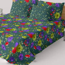 Xara Green Floral Bed Sheet Set