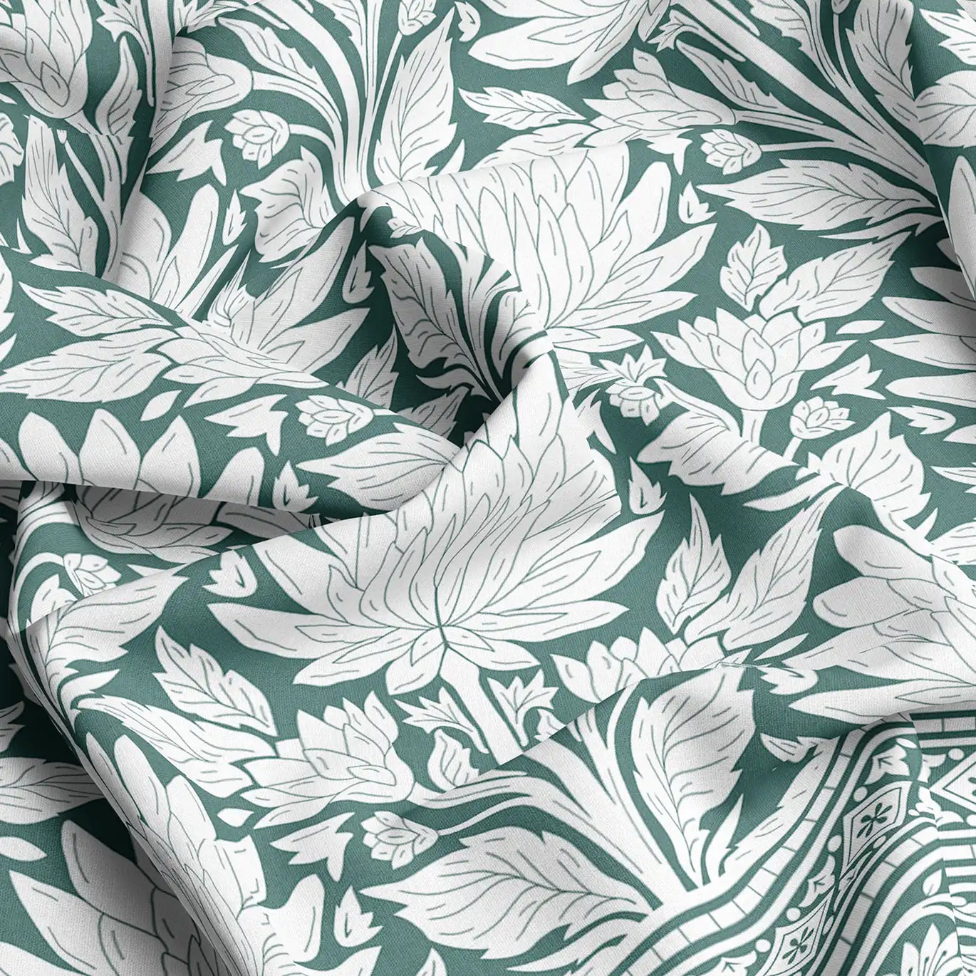 Xara Green Floral Chevron Bed Sheet Set - 8569-70