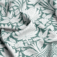 Xara Green Floral Chevron Bed Sheet Set - 8569-70