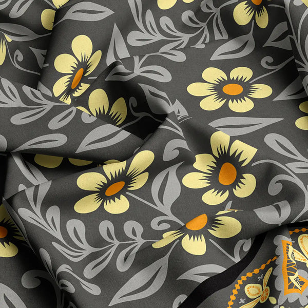 Xara Grey Floral Stripe Bed Sheet Set