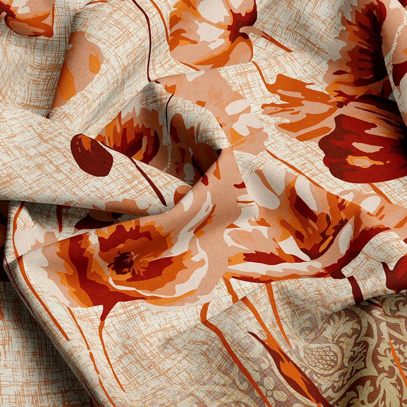 Xara Peach Floral Bed Sheet Set - 8028-8029