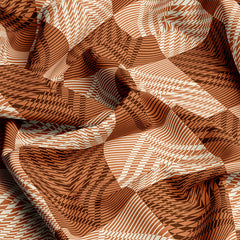 Xara Peach Orange Geometric Bed Sheet Set with Striped Pillows - 8060-8061