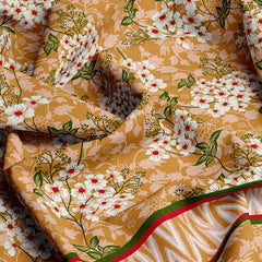 Xara Yellow Floral Striped Bed Sheet Set - 7647-7648