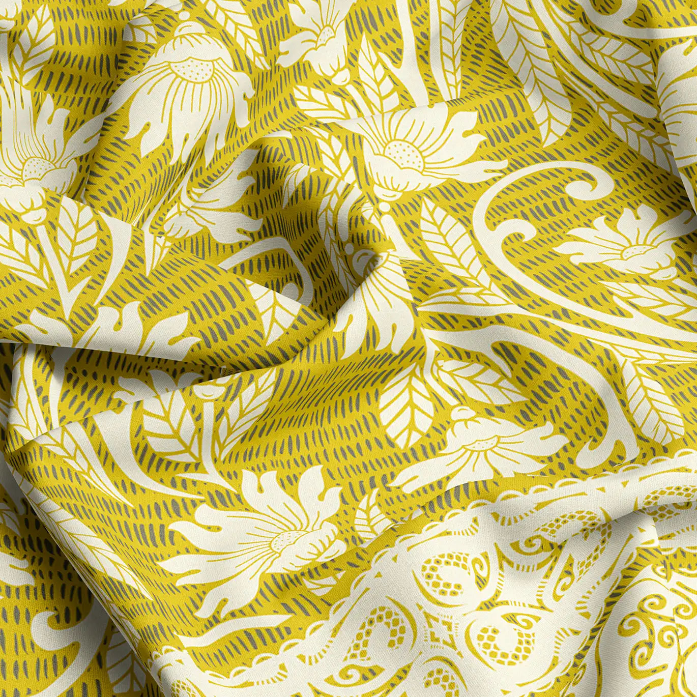 Xara Yellow Floral Striped Bed Sheet Set - 8539-40