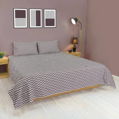 ZIG ZAG  (BROWN) COTTON PERCALE BED SHEET