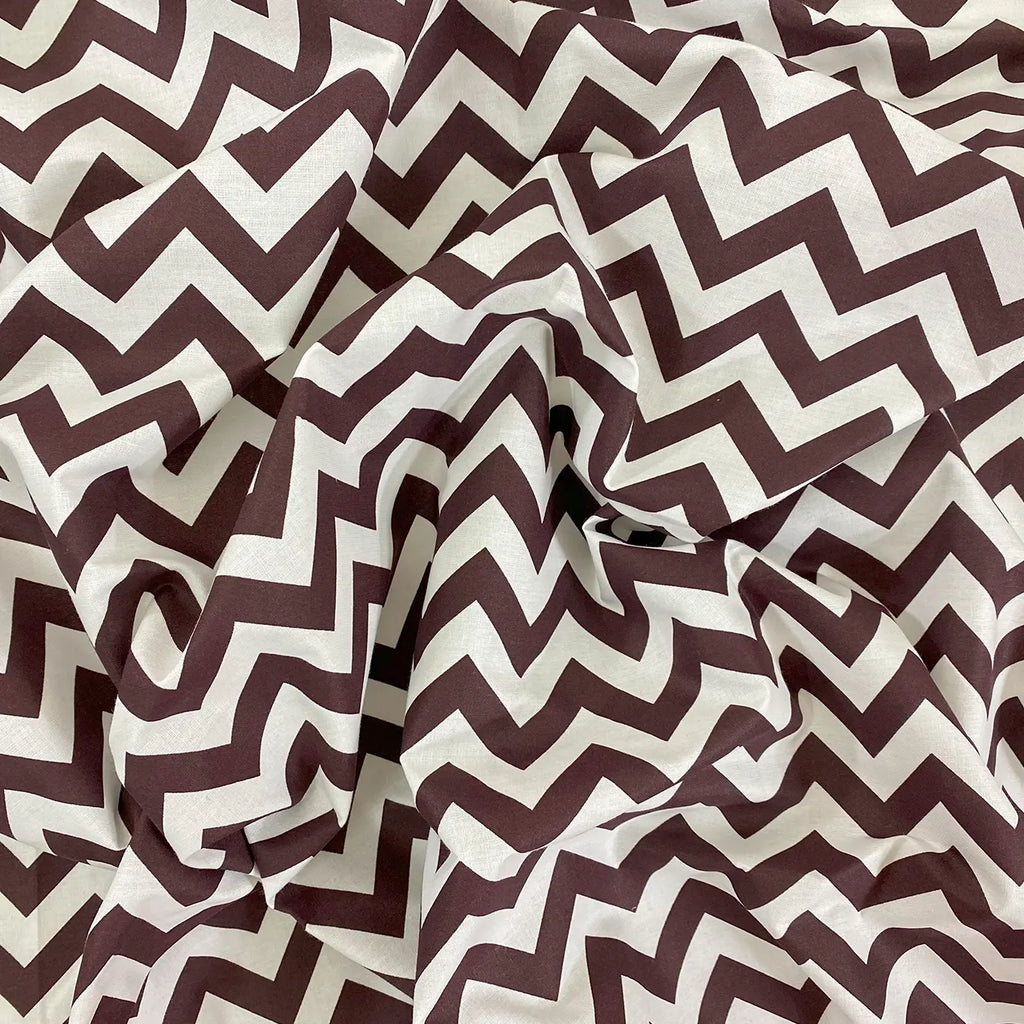 ZIG ZAG  (BROWN) COTTON PERCALE BED SHEET