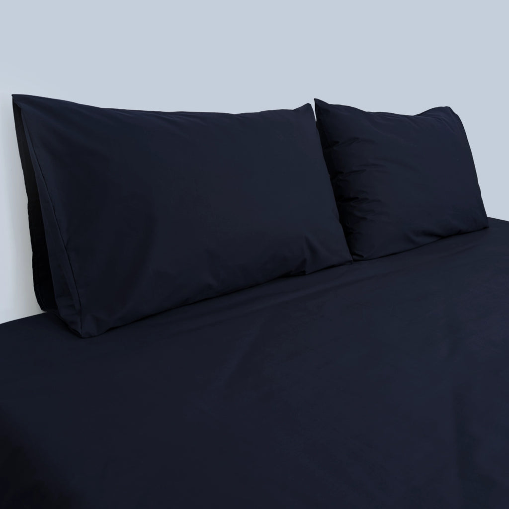 RHS Luxury Cotton Percale Dyed Bedsheet (Navy Blue)