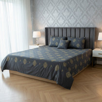 RHS 5 pcs Embroidered Bedsheet Set (Grey)