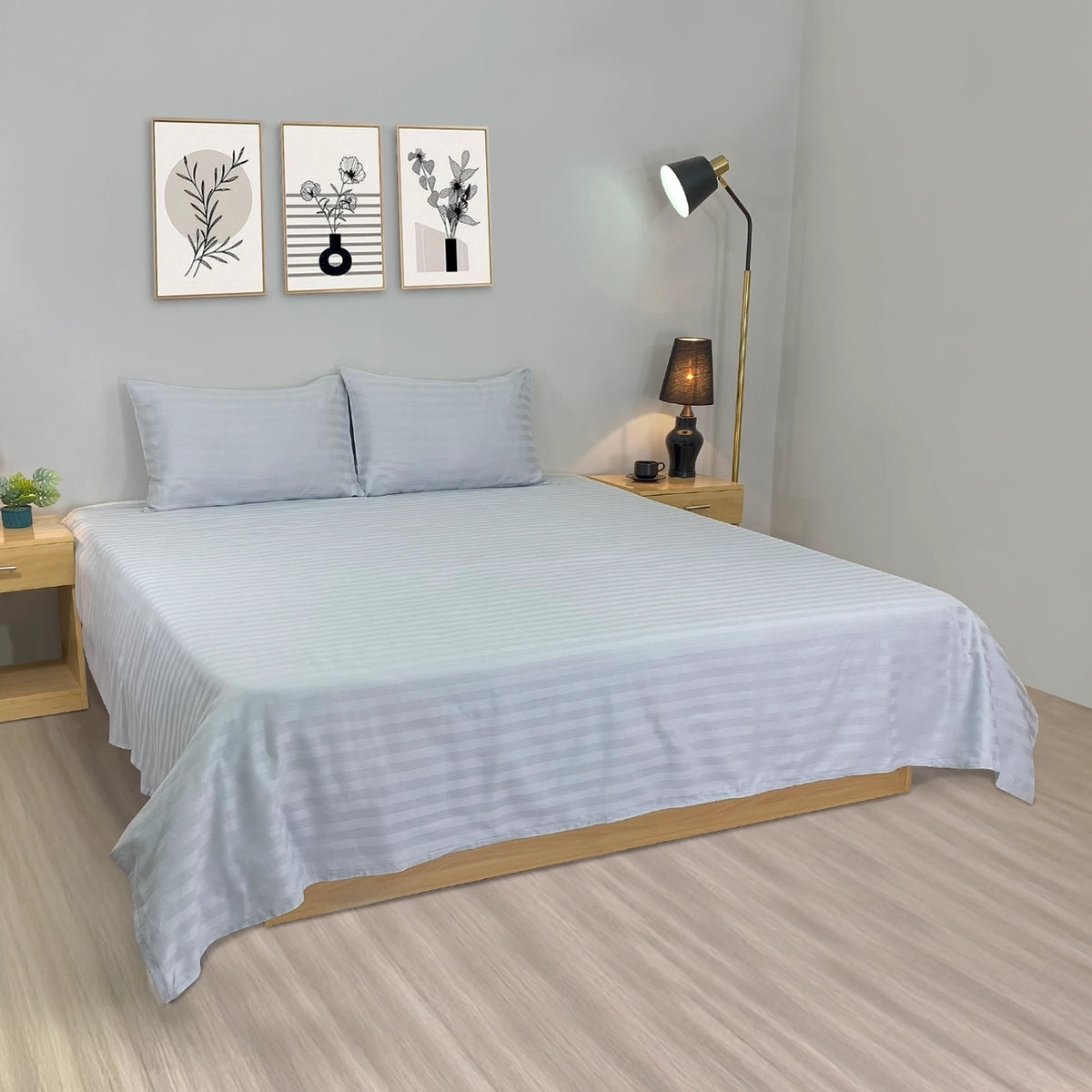 RHS Luxury Cotton Satin Stripe 1-inch - Grey Main image